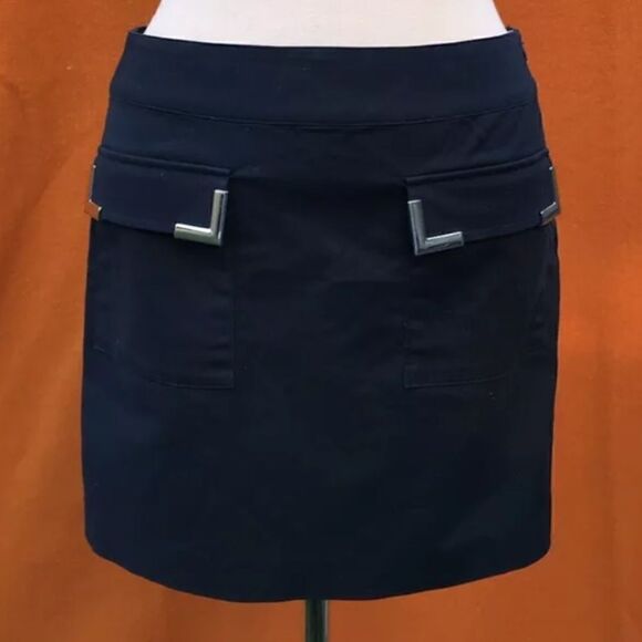 Michael Kors 4 navy blue, mini skirt, metal details - Picture 1 of 15